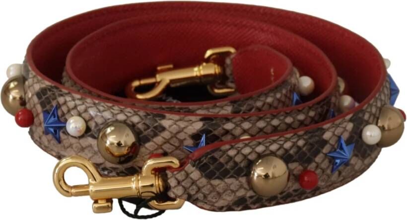 Dolce & Gabbana Python Leren Studs Schouderband Brown Dames