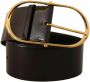 Dolce & Gabbana Zwart Leren Gouden Metalen Brede Taille Gesp Riem Black Dames - Thumbnail 1