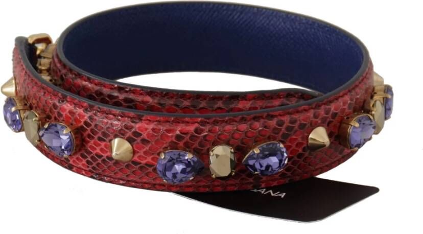 Dolce & Gabbana Rode Python Leren Kristallen Omkeerbare Schouderband Rood Dames
