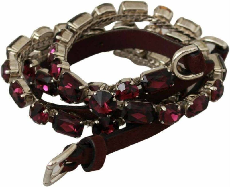 Dolce & Gabbana Paars Kristallen Leren Taille Riem Red Dames