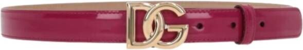 Dolce & Gabbana Rode Patentleren Logo-Gesp Riem Red Dames