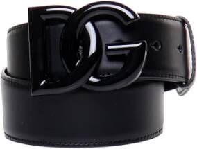 Dolce & Gabbana Zwarte Riem van kalfsleer met logo gesp Black Dames