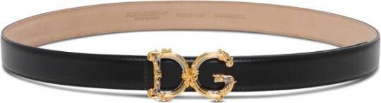 Dolce & Gabbana Zwart Logo Riem met Verstelbare Hardware Black Dames