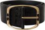 Dolce & Gabbana Brede Taille Ontwerp Leren Riem met Gouden Metalen Gesp Black Dames - Thumbnail 1