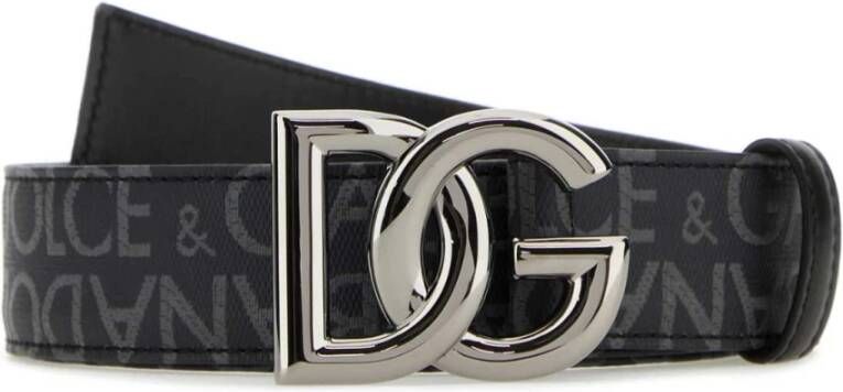 Dolce & Gabbana Verhoog je stijl met bedrukte canvas riem Black Heren