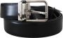 Dolce & Gabbana Zwart Leren Riem met Zilverkleurige Metalen Gesp Black Heren - Thumbnail 1