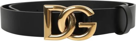 Dolce & Gabbana Luxe Zwart Goud Leren Riem met DG Logo Black Heren