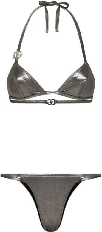 Dolce & Gabbana Zilveren Triangel Bikini Gray Dames