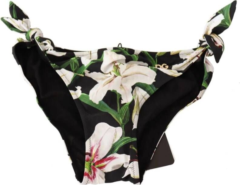 Dolce & Gabbana Lelies Print Beachwear Bikini Bottom Swimwear Zwart Dames