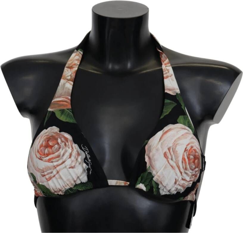 Dolce & Gabbana Bloemenprint Bikini Top met Logo Sluiting Meerkleurig Dames