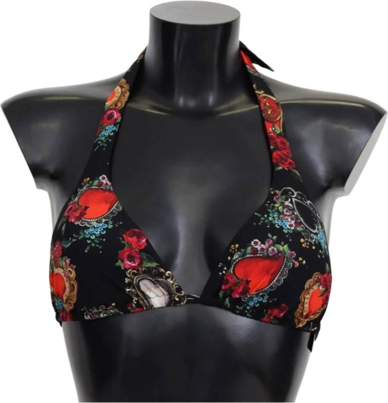 Dolce & Gabbana Zwarte hartprint bikini top Zwart Dames