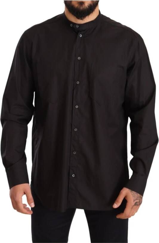 Dolce & Gabbana Zwart 100% Katoenen Formeel Jurk Top Overhemd Black Heren