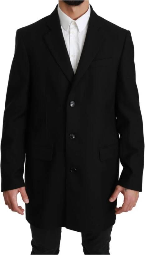 Dolce & Gabbana Black 100% Wool Jacket Coat Blazer Zwart Heren