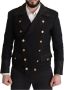 Dolce & Gabbana Black Button Embellished Cotton Blend Jacket Zwart Heren - Thumbnail 1