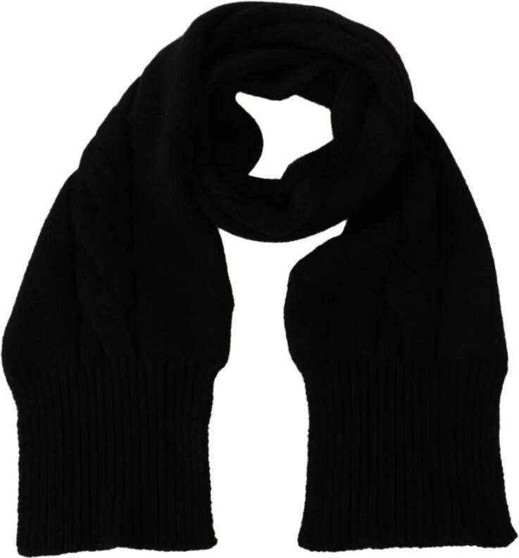 Dolce & Gabbana Zwarte Kasjmier Gebreide Nek Wrap Shawl Sjaal Black Heren