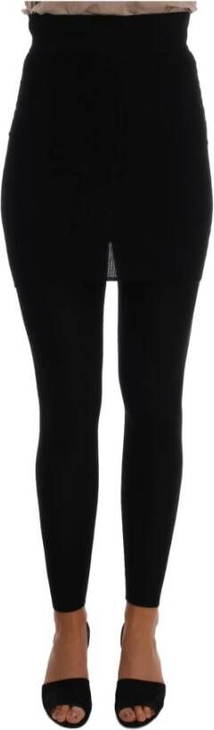 Dolce & Gabbana Black Cashmere Silk Stretch Tights Stockings Zwart Dames