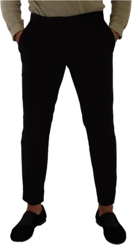 Dolce & Gabbana Black Cotton Corduroy Skinny Trouser Pants Zwart Heren
