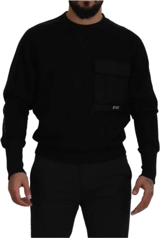 Dolce & Gabbana Zwarte Katoenen Crewneck Tröja Sweater Upgrade je Casual Garderobe met deze Stijlvolle Sweatshirt Black Heren