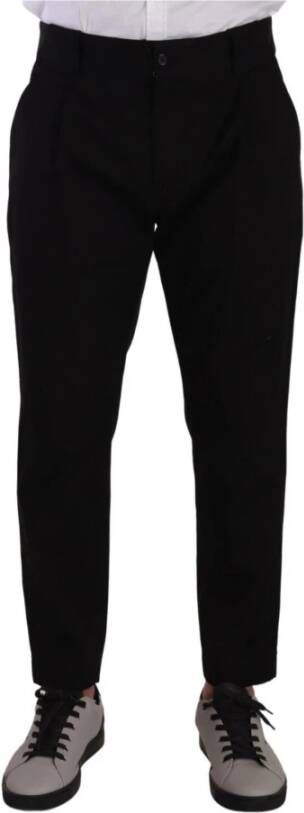 Dolce & Gabbana Black Cotton Stretch Chinos Trouser Jeans Zwart Heren