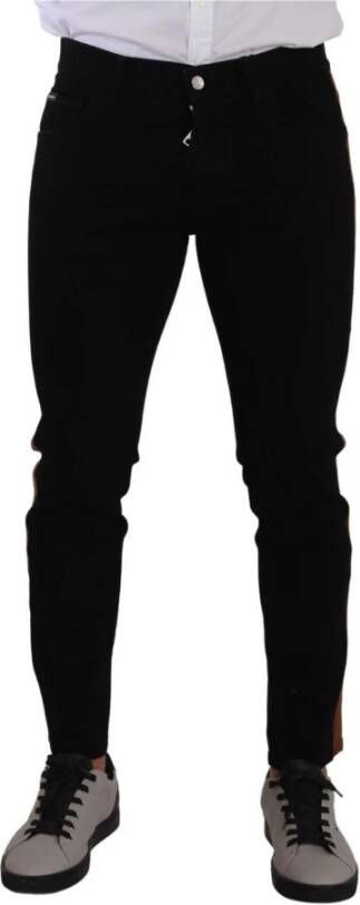 Dolce & Gabbana Black Cotton Stretch Skinny Denim Jeans Zwart Heren