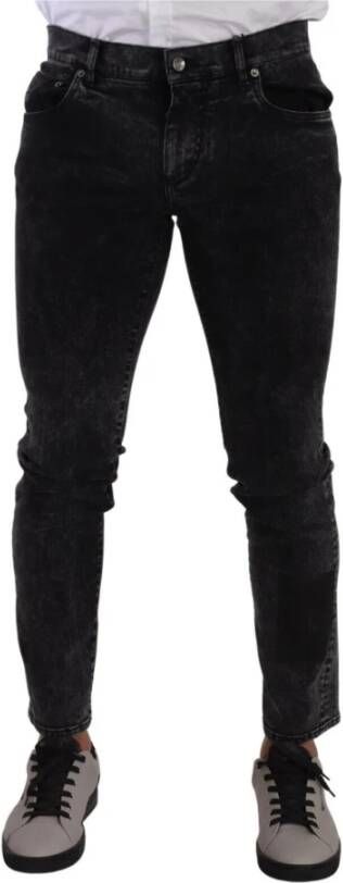 Dolce & Gabbana Black Cotton Stretch Skinny Denim Trouser Jeans Grijs Heren