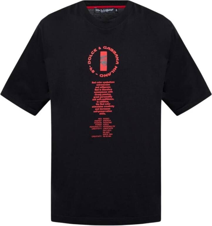Dolce & Gabbana Black Cotton T-Shirt Zwart Heren