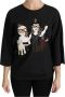 Dolce & Gabbana Zwart Zijden Stretch Top met Borduurwerk Black Dames - Thumbnail 1