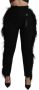Dolce & Gabbana Black Feather Straight High Waist Wool Pants Zwart Dames - Thumbnail 1