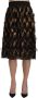 Dolce & Gabbana Black Gold Fringe Metallic Pencil A-line Skirt Meerkleurig Dames - Thumbnail 1