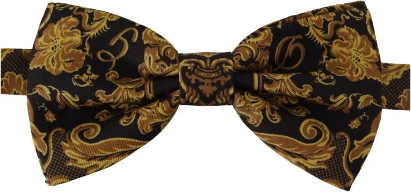 Dolce & Gabbana Black Gold Silk Adjustable Neck Papillon Tie Zwart Heren