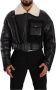 Dolce & Gabbana Black Leather Shearling Biker Coat Jacket Zwart Heren - Thumbnail 1