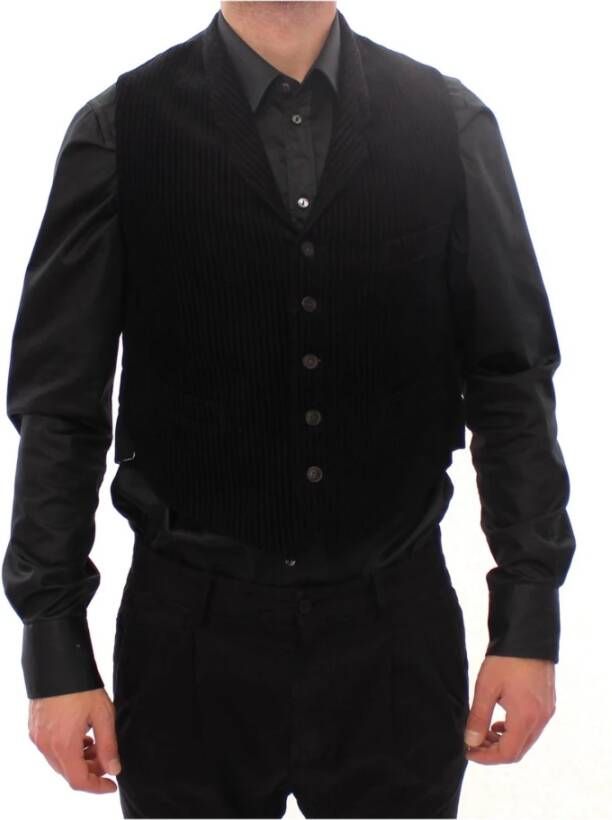 Dolce & Gabbana Black Manchester Single Breasted Vest Zwart Heren