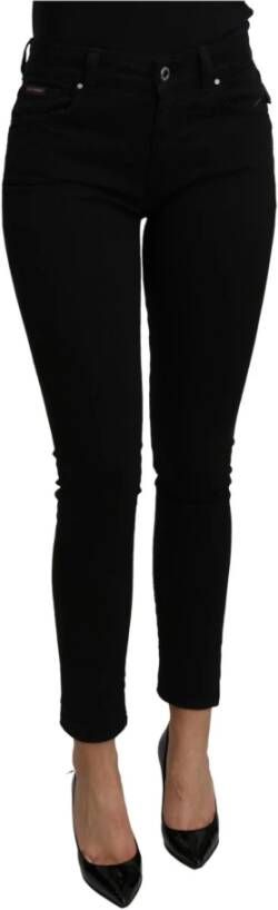 Dolce & Gabbana Black Mid Waist Slim Fit Cropped Cotton Jeans Black Dames