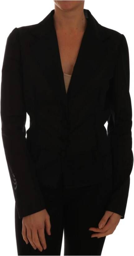Dolce & Gabbana Black Nylon Net Blazerjas Jacket Zwart Dames