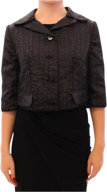 Dolce & Gabbana Black Short Bolero Shrug Jacket Coat Zwart Dames