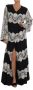 Dolce & Gabbana Zwarte Zijden Bloemenkanten Kaftan Jurk Black Dames - Thumbnail 1