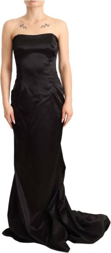 Dolce & Gabbana Black Silk Stretch Sheath Mermaid Gown Dress Zwart Dames