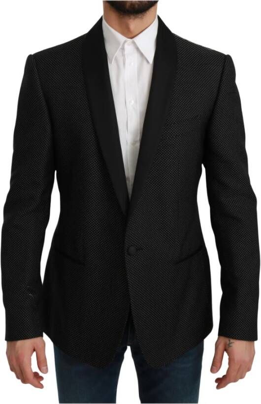 Dolce & Gabbana Black Slim Fit Formal Jacket Martini Blazer Zwart Heren