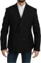 Dolce & Gabbana Black Slim Fit Jacket Coat Wool Blazerjas Zwart Heren - Thumbnail 1