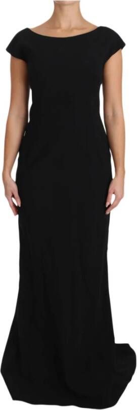 Dolce & Gabbana Zwarte stretch pasvorm flare jurk maxi Black Dames
