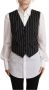 Dolce & Gabbana Luxe Zwart Gestreept Wol V-hals Mouwloos Knoop Vest Top Black Dames - Thumbnail 1