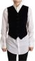 Dolce & Gabbana Luxe Zwarte V-hals Luipaard Corduroy Knoop Vest Top Black Dames - Thumbnail 1
