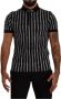 Dolce & Gabbana Black White Striped Polo Short Sleeve T-shirt Zwart Heren - Thumbnail 1