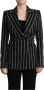 Dolce & Gabbana Black White Stripes Wool Long Sleeves Jacket Zwart Dames - Thumbnail 1