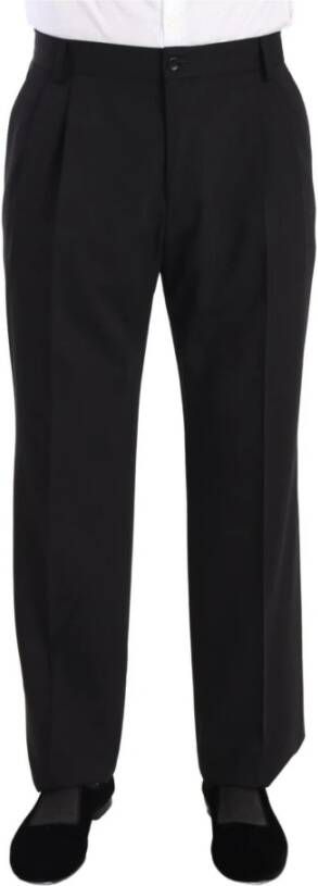 Dolce & Gabbana Black Wool Formal Tuxedo Trouser Dress Pants Zwart Heren