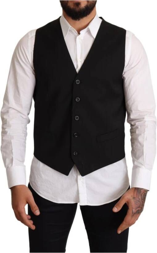 Dolce & Gabbana Upgrade je formele garderobe met deze stijlvolle zwarte vest Black Heren