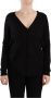Dolce & Gabbana Black Wool V-neck Long Sleeves Pullover Top Zwart Dames - Thumbnail 1