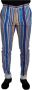 Dolce & Gabbana Blauw Gestreepte Zijden Katoenen Slim Broek Blauw Heren - Thumbnail 1