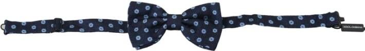 Dolce & Gabbana Elegante Blauw Patroon Zijden Vlinderdas Multicolor Heren