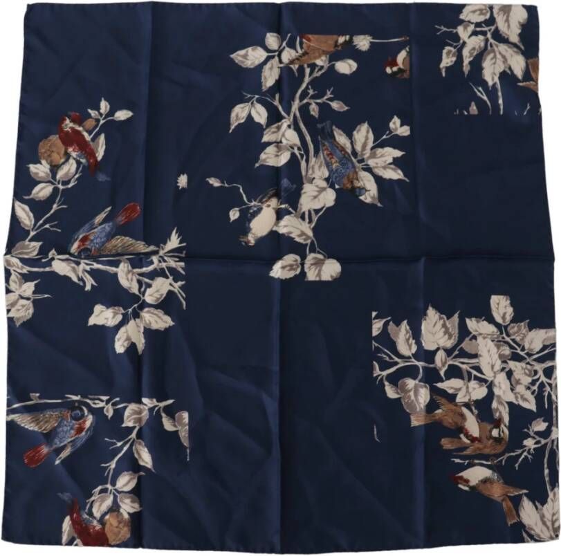 Dolce & Gabbana Blauwe bloe zijden vierkante zakdoek sjaal Blauw